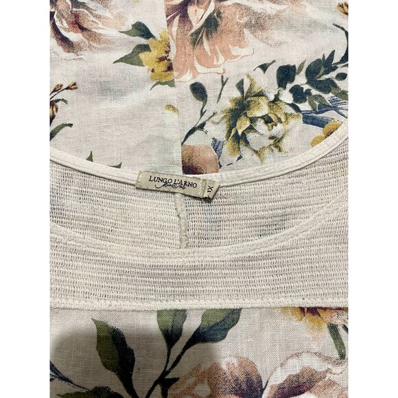 Lungo L'arno linen top floral italy made beach summer resort wear earth women 1X - Picture 4 of 4